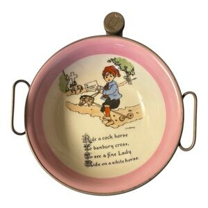 Excello Vintage Nursery Rhyme Child’s warming Dish in great condition-marked 915